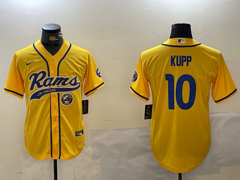 Personalized Men’s Los Angeles Rams #10 Cooper Kupp yellow Cool Base Stitched Baseball Jerseys