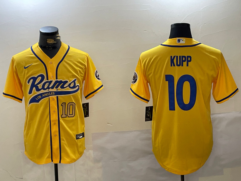 Personalized Men’s Los Angeles Rams #10 Cooper Kupp yellow Cool Base Stitched Baseball Jerseys