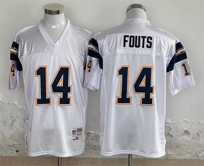Personalized Men’s Los Angeles Chargers #14 Dan Fouts White Throwback Stitched Jersey