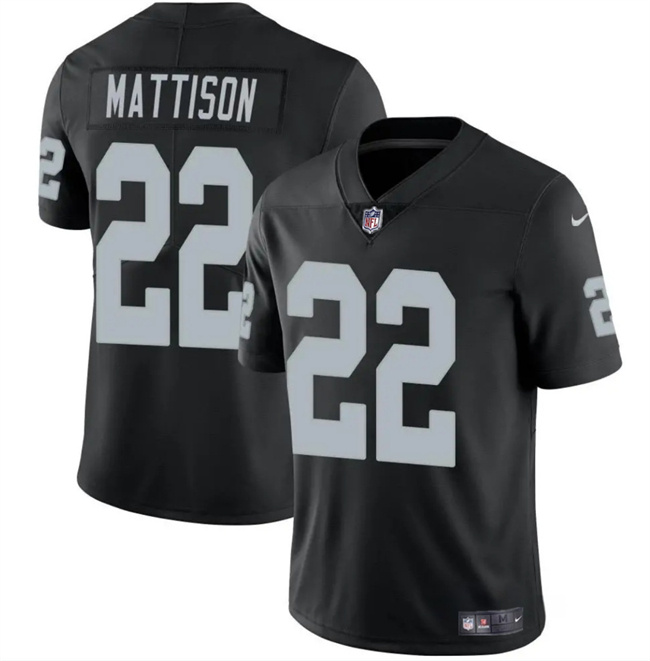 Personalized Men’s Las Vegas Raiders #22 Alexander Mattison Black 2024 Stitched Football Jersey