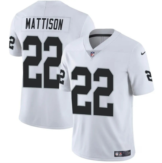 Personalized Men’s Las Vegas Raiders #22 Alexander Mattison White 2024 Stitched Football Jersey
