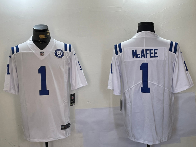 Personalized Men’s Indianapolis Colts #1 Pat Mcafee White Untouchable Limited Stitched Jersey