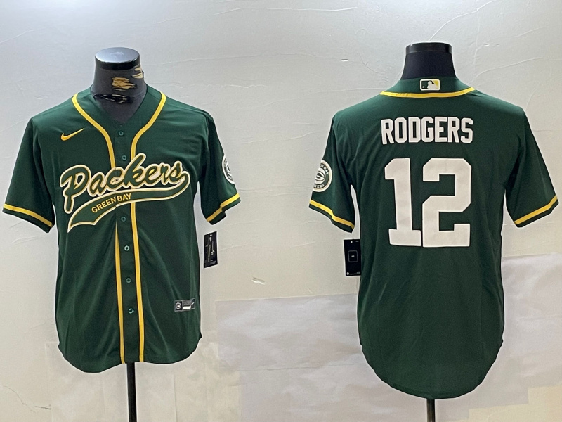 Personalized Men’s Green Bay Packers #12 Aaron Rodgers Green Cool Base Stitched Baseball Jerseys