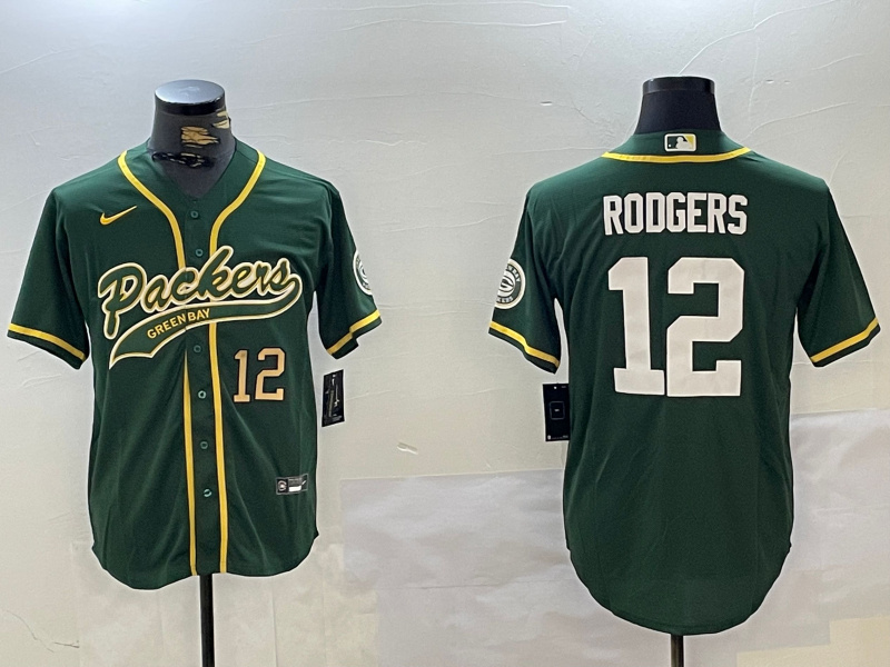 Personalized Men’s Green Bay Packers #12 Aaron Rodgers Green Cool Base Stitched Baseball Jerseys