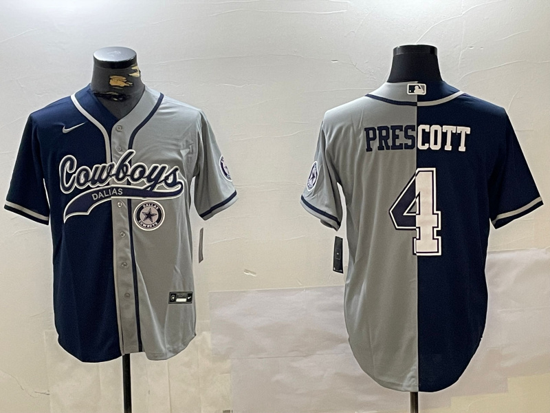 Personalized Men’s Dallas Cowboys #4 grey Team With Patch Cool Base Stitched Baseball Jerseys