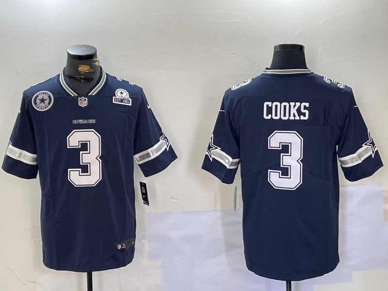 Personalized Men’s Dallas Cowboys #3 Brandin Cooks Navy Untouchable Limited Stitched Football Jerseys