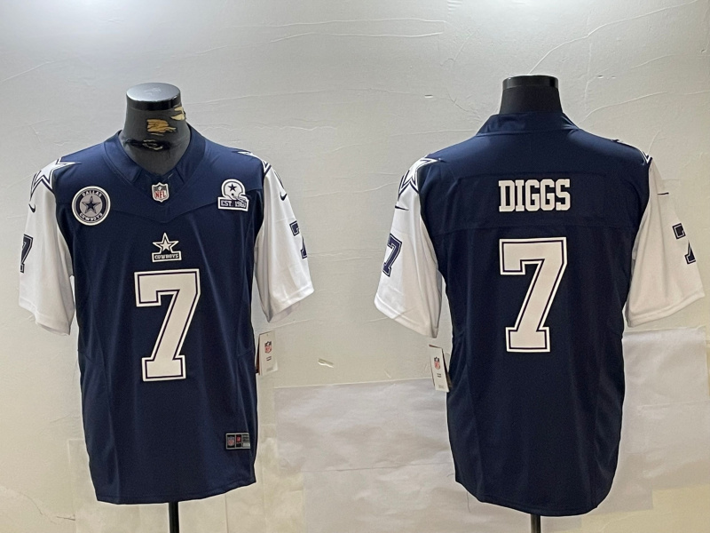 Personalized Men’s Dallas Cowboys #7 Trevon Diggs Navy 2023 F.U.S.E. With 1960 Patch Limited Stitched Football Jersey