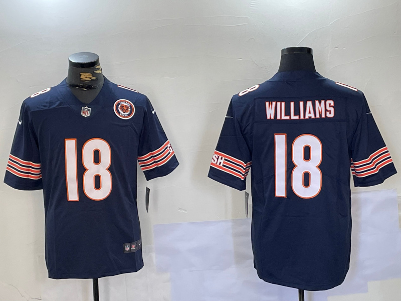 Personalized Men’s Chicago Bears #18 Caleb Williams Navy 2024 Draft F.U.S.E. Stitched Football Jersey
