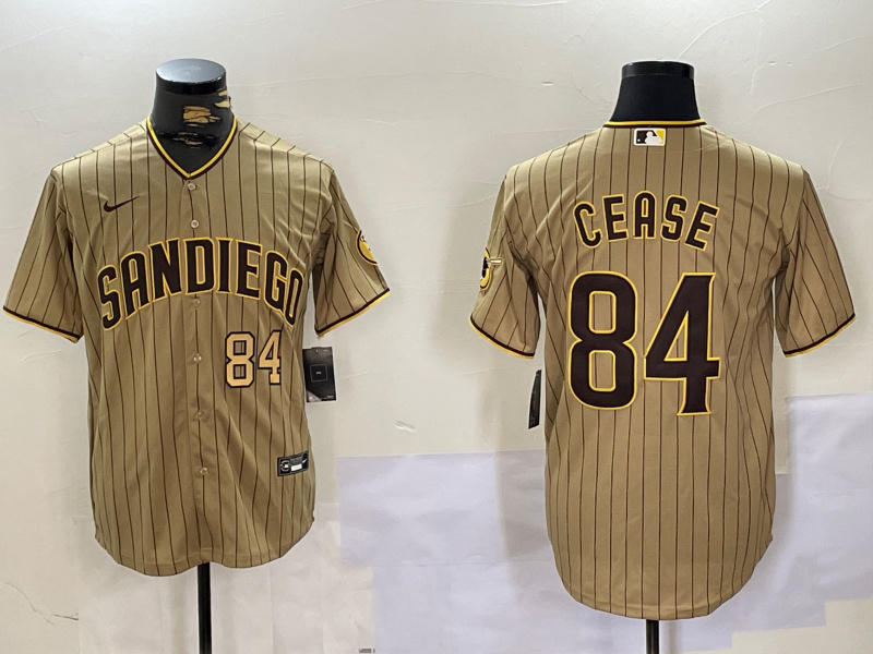 Personalized Men’s San Diego Padres #84 Dylan Cease Tan Cool Base Stitched Baseball Jerseys