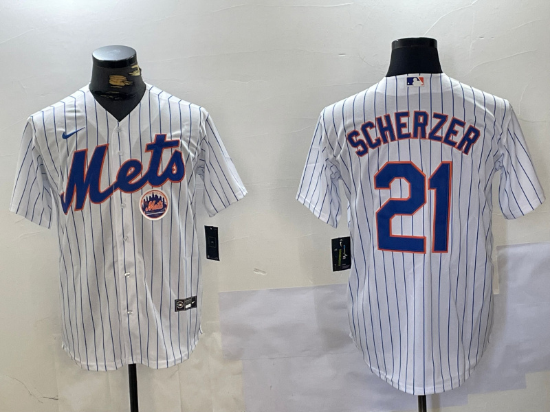 Personalized Men’s New York Mets #21 Max Scherzer White Cool Base Stitched Baseball Jerseys