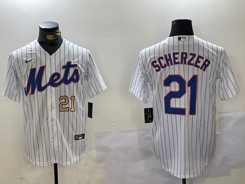 Personalized Men’s New York Mets #21 Max Scherzer White Cool Base Stitched Baseball Jerseys
