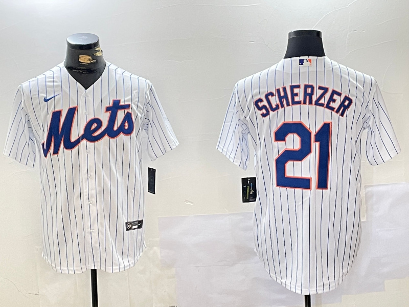 Personalized Men’s New York Mets #21 Max Scherzer White Cool Base Stitched Baseball Jerseys