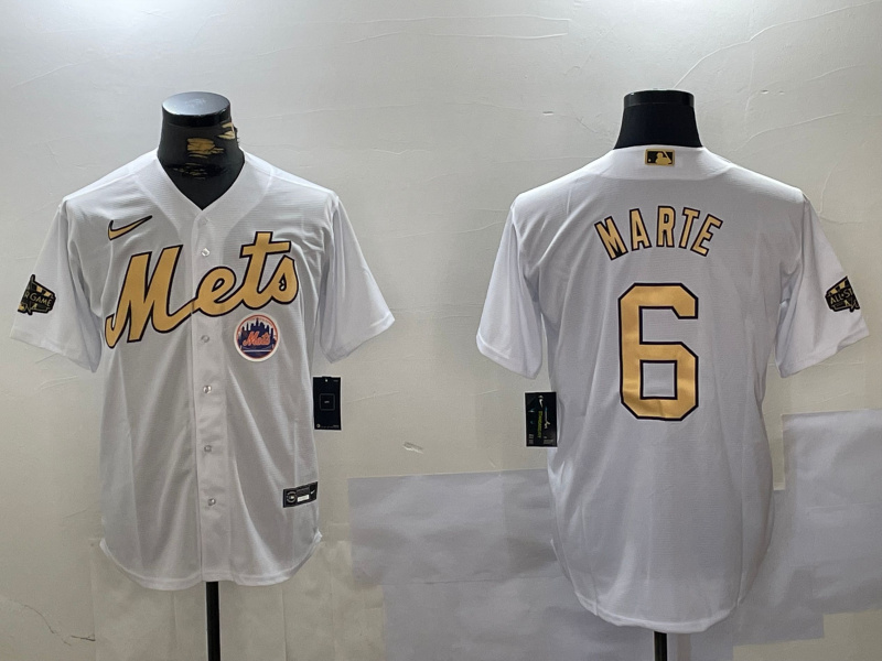 Personalized Men’s New York Mets #6 Starling Marte 2022 All-Star White Cool Base Stitched Baseball Jersey