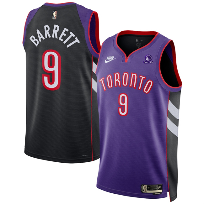 Personalized Men’s Toronto Raptors #9 RJ Barrett Purple 2024 25 Classic Edition Swingman Stitched Basketball Jersey
