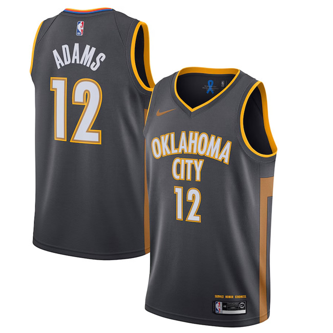 Personalized Men’s Oklahoma City Thunder #12 Steven Adams Charcoal 2019 20 City Edition Stitched Basketball Jersey