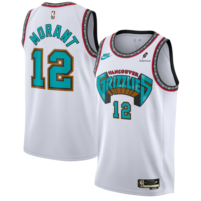 Personalized Men’s Memphis Grizzlies #12 Ja Morant White 2024 25 Classic Edition Swingman Stitched Basketball Jersey