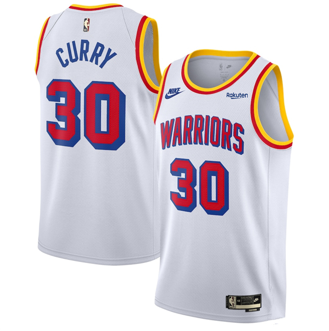Personalized Men’s Golden State Warriors #30 Stephen Curry White 2024 25 Classic Edition Swingman Stitched Basketball Jersey