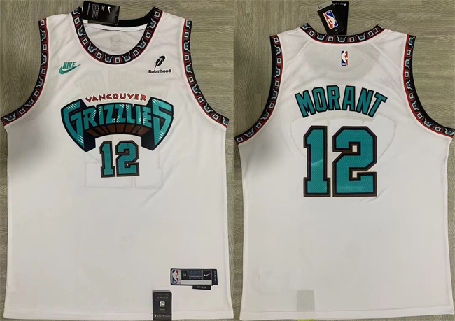 Personalized Men’s Memphis Grizzlies #12 Ja Morant White Stitched Basketball Jersey