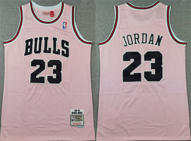 Personalized Men’s Chicago Bulls #23 Michael Jordan Pink 1997-98 Stitched Basketball Jersey