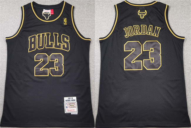 Personalized Men’s Chicago Bulls #23 Michael Jordan Black Gold 1997-98 Stitched Basketball Jersey