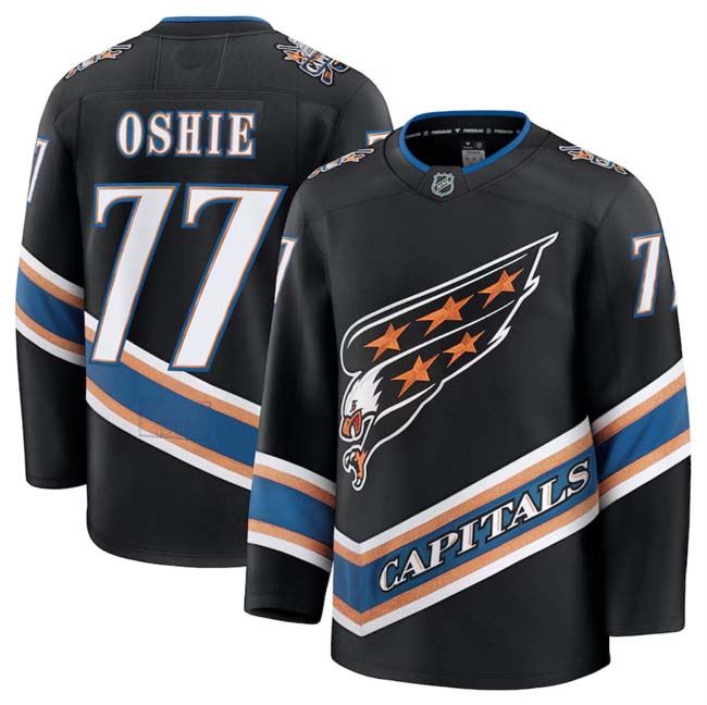 Personalized Men’s Washington Capitals #77 TJ Oshie Black 2024-25 Alternate Stitched Hockey Jersey