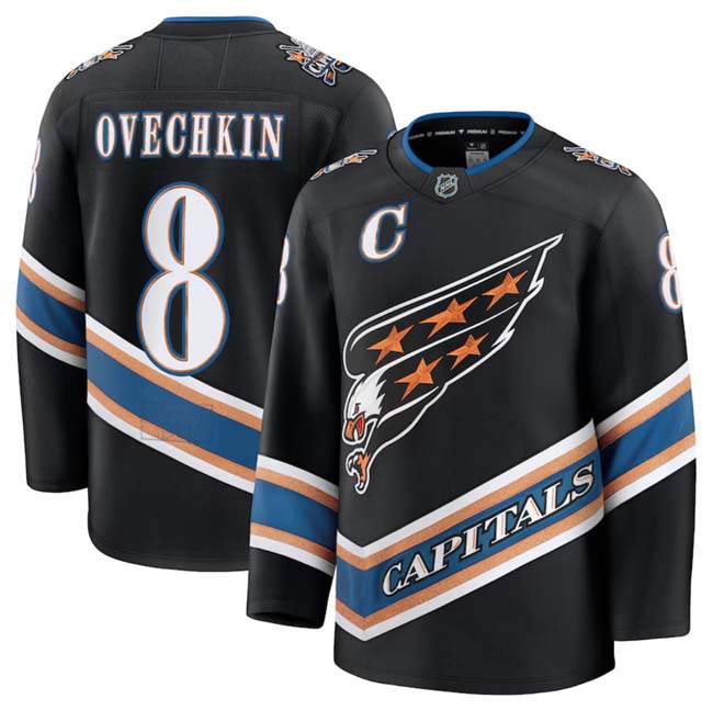 Personalized Men’s Washington Capitals #8 Alexander Ovechkin Black 2024-25 Alternate Stitched Hockey Jersey