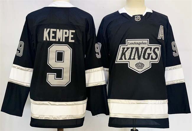 Personalized Men’s Los Angeles Kings #9 Adrian Kempe Black 2024-25 Home With A Patch Stitched Hockey Jersey