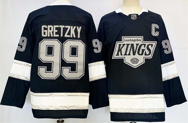 Personalized Men’s Los Angeles Kings #99 Wayne Gretzky Black 2024-25 Home With C Patch Stitched Hockey Jersey