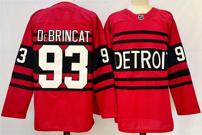 Personalized Men’s Detroit Red Wings #93 Alex DeBrincat Red 2024-25 Reverse Retro Stitched Jersey