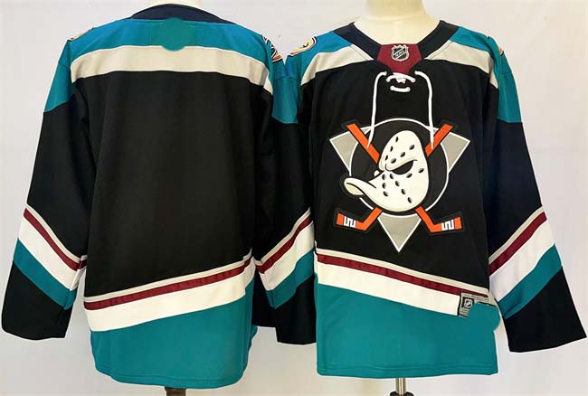 Personalized Men’s Anaheim Ducks Blank Black Teal 2024-25 Stitched Jersey