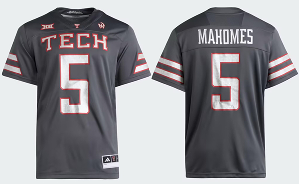 Personalized Men’s Texas Tech Red Raiders #5 Patrick Mahomes II Gray Jersey