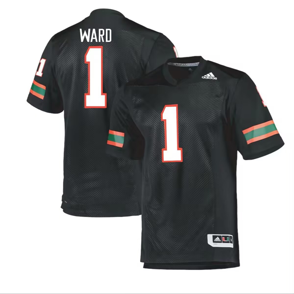 Personalized Men’s Miami Hurricanes #1 Cam Ward Black Stitched Jerseys