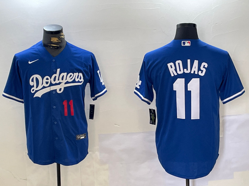 Personalized Men’s Los Angeles Dodgers #11 Miguel Rojas Royal Cool Base Stitched Baseball Jerseys