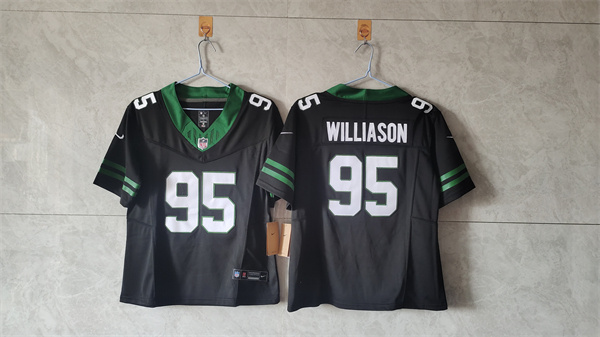 Personalized Women’s New York Jets #95 Quinnen Williams Black F.U.S.E. Stitched Jersey(Run Small)