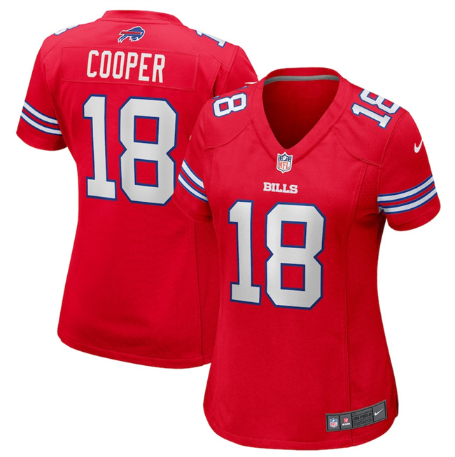 Personalized Women’s Buffalo Bills #18 Amari Cooper Red Stitched Football Jersey(Run Small)