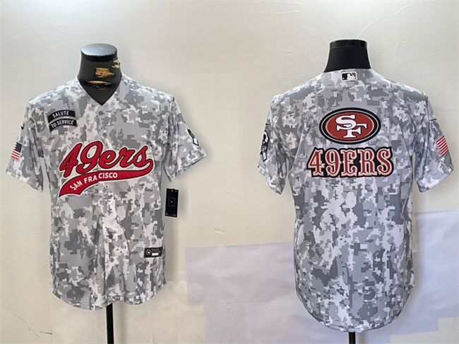 Personalized Men’s San Francisco 49ers Team Big Logo 2024 Arctic Camo Salute To Service Stitched Baseball Jerseys