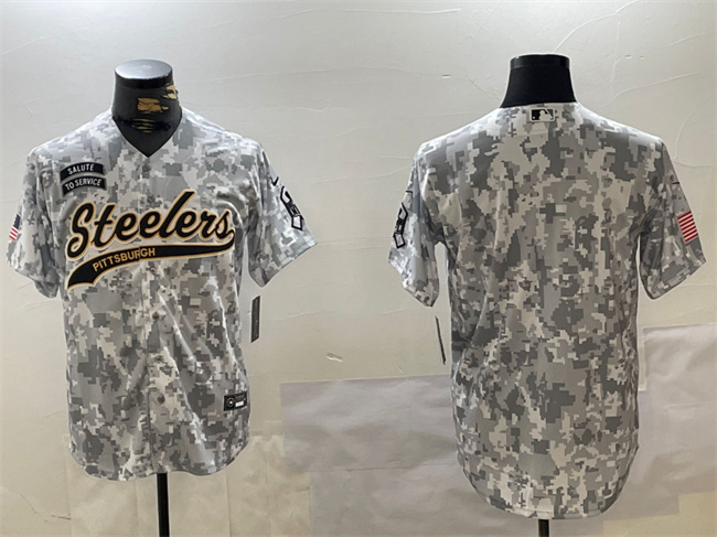 Personalized Men’s Pittsburgh Steelers Blank 2024 Arctic Camo Salute To Service Stitched Baseball Jersey