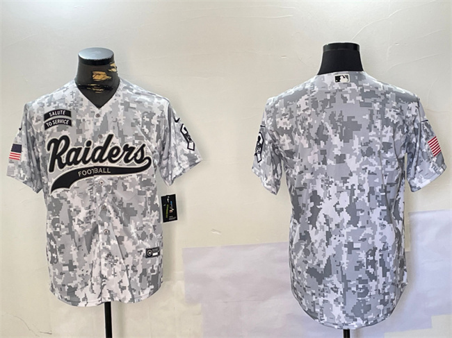 Personalized Men’s Las Vegas Raiders Blank 2024 Arctic Camo Salute To Service Stitched Baseball Jersey