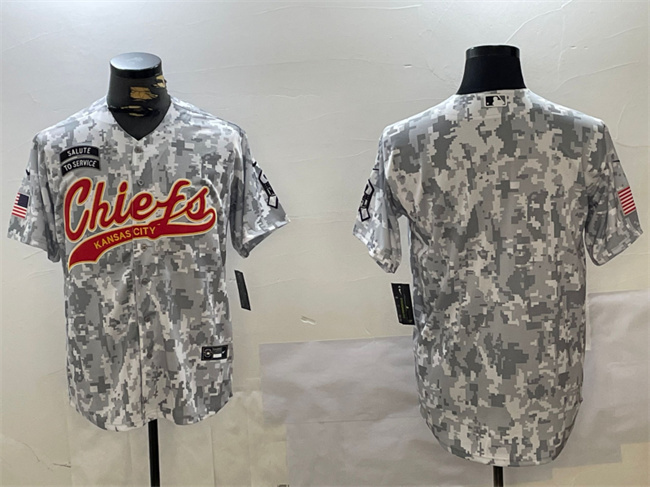 Personalized Men’s Kansas City Chiefs Blank 2024 Arctic Camo Salute To Service Stitched Baseball Jersey