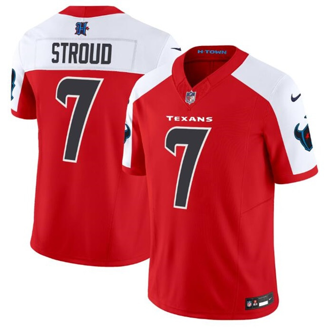 Personalized Men’s Houston Texans #7 C.J. Stroud Red White 2024 F.U.S.E. Limited Stitched Jersey
