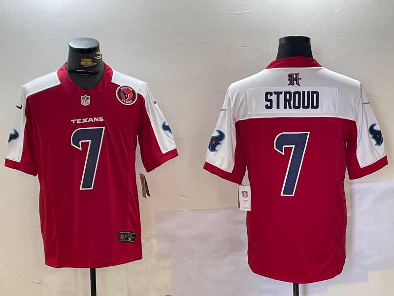 Personalized men’s houston texans #7 c.j. stroud red white 2024 f.u.s.e. limited stitched jersey