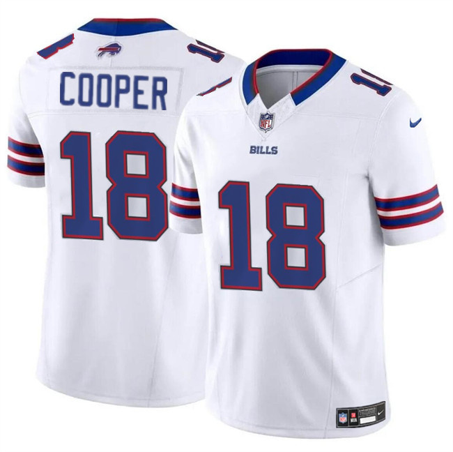 Personalized Men’s Buffalo Bills #18 Amari Cooper White 2024 F.U.S.E. Untouchable Limited Stitched Football Jersey
