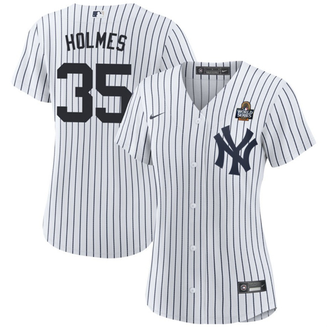 Personalized Women’s New York Yankees #35 Clay Holmes White 2024 World Series Cool Base Stitched Baseball Jersey(Run Small)