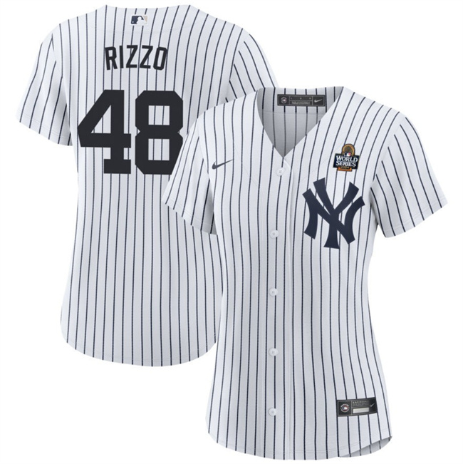 Personalized Women’s New York Yankees #48 Anthony Rizzo White 2024 World Series Cool Base Stitched Baseball Jersey(Run Small)