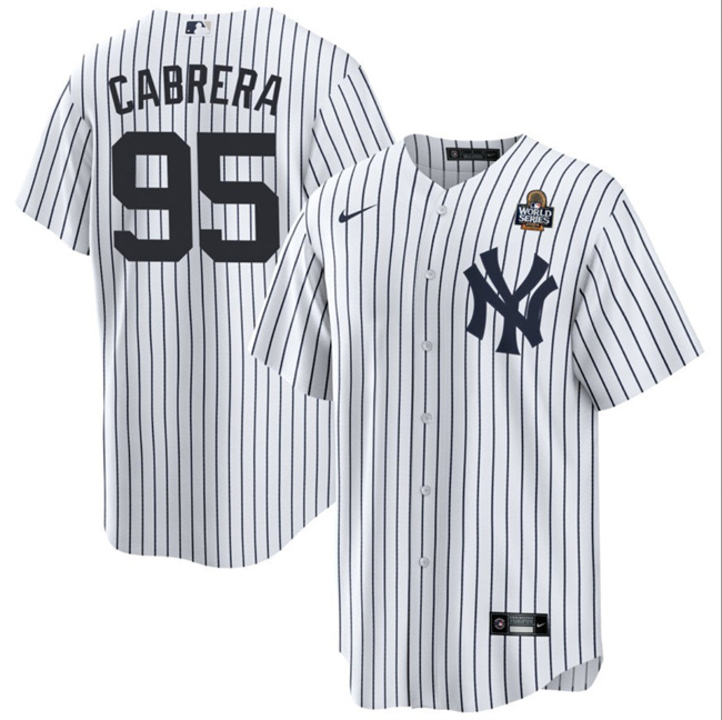 Personalized Men’s New York Yankees #95 Oswaldo Cabrera White 2024 World Series Cool Base Stitched Baseball Jersey