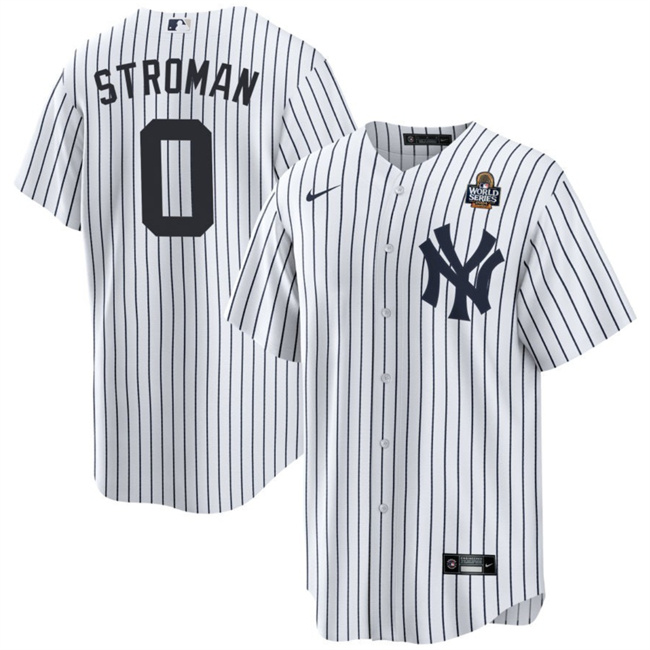 Personalized Men’s New York Yankees #0 Marcus Stroman White 2024 World Series With Name Cool Base Stitched Baseball Jersey