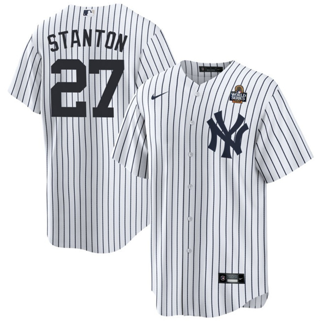 Personalized Men’s New York Yankees #27 Giancarlo Stanton White 2024 World Series With Name Cool Base Stitched Baseball Jersey