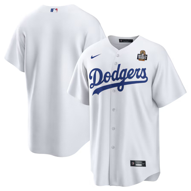 Personalized Men’s Los Angeles Dodgers Blank White 2024 World Series Cool Base Stitched Baseball Jersey