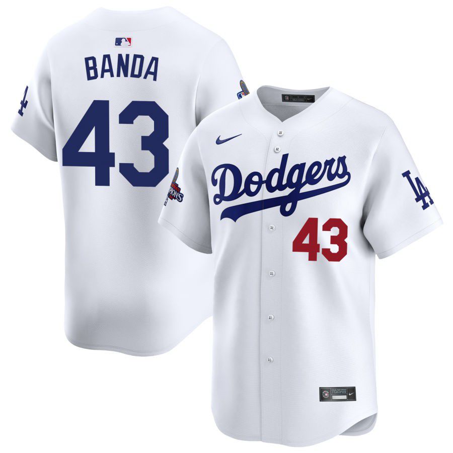 Personalized Men’s Los Angeles Dodgers #43 Anthony banda White 2024 World Series Stitched Baseball Jersey
