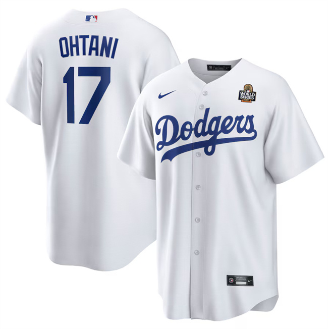 Personalized Men’s Los Angeles Dodgers #17 Shohei Ohtani White 2024 World Series Cool Base Stitched Baseball Jersey